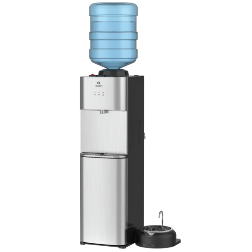 A10P Avalon Top Loading Water Cooler Dispenser With Pet Bowl side view