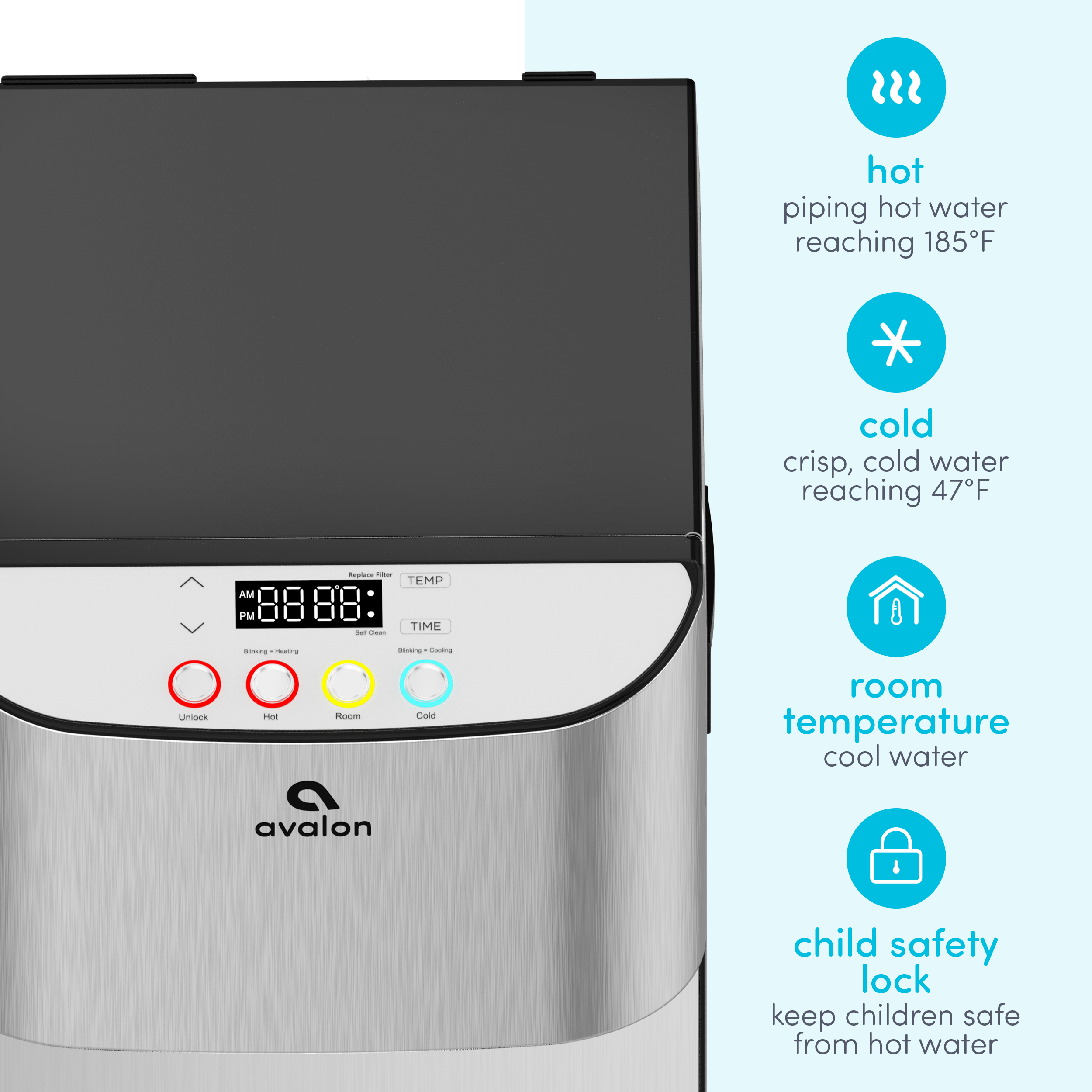 Avalon A13CT water cooler model label location diagram