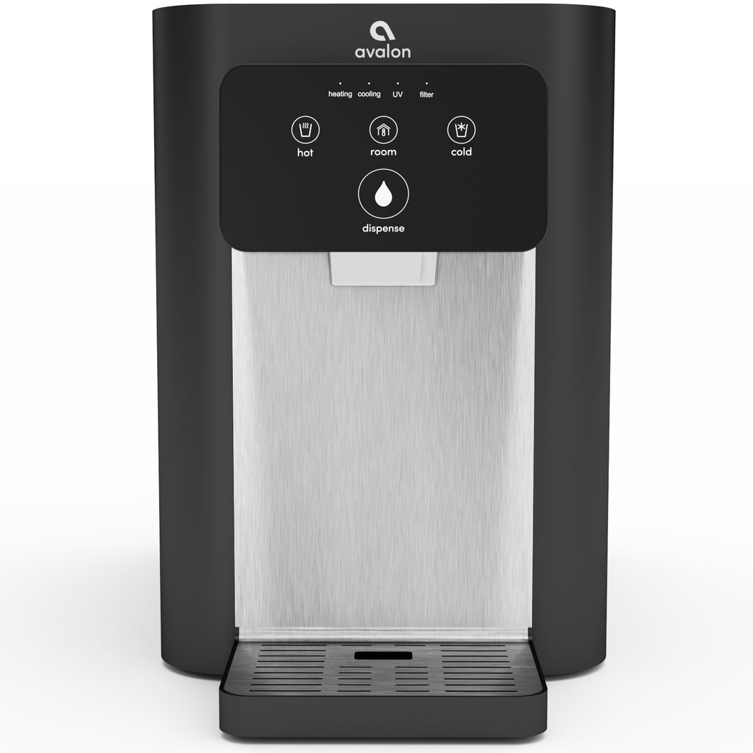 Avalon Countertop Bottleless Water Cooler- Hot & Cold Water, NSF Certified Filter-Black